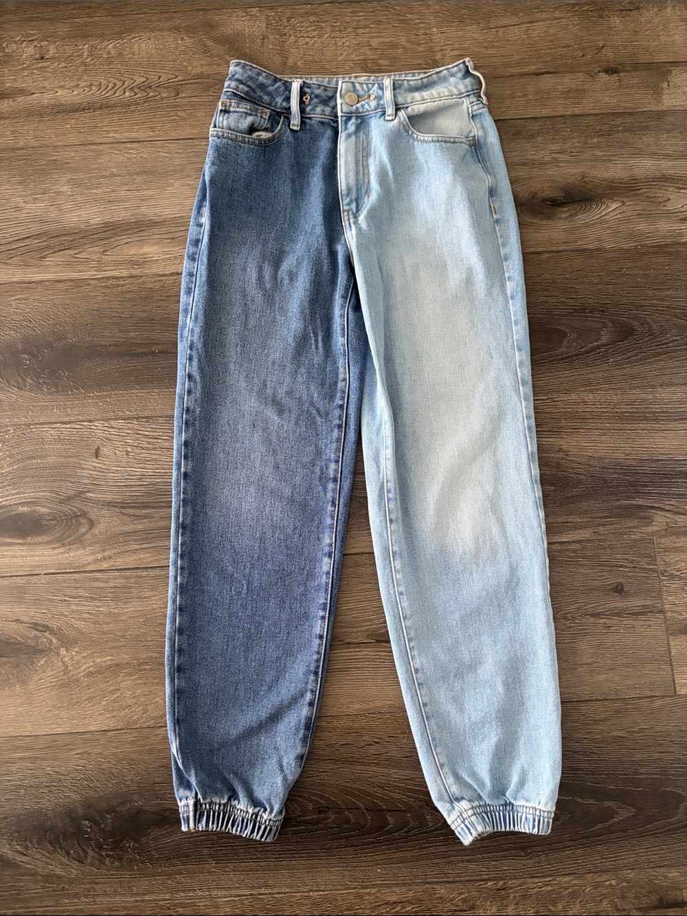 PacSun Streetwear Two-Tone Split Wash Colorblock Denim Jogger Jeans 23